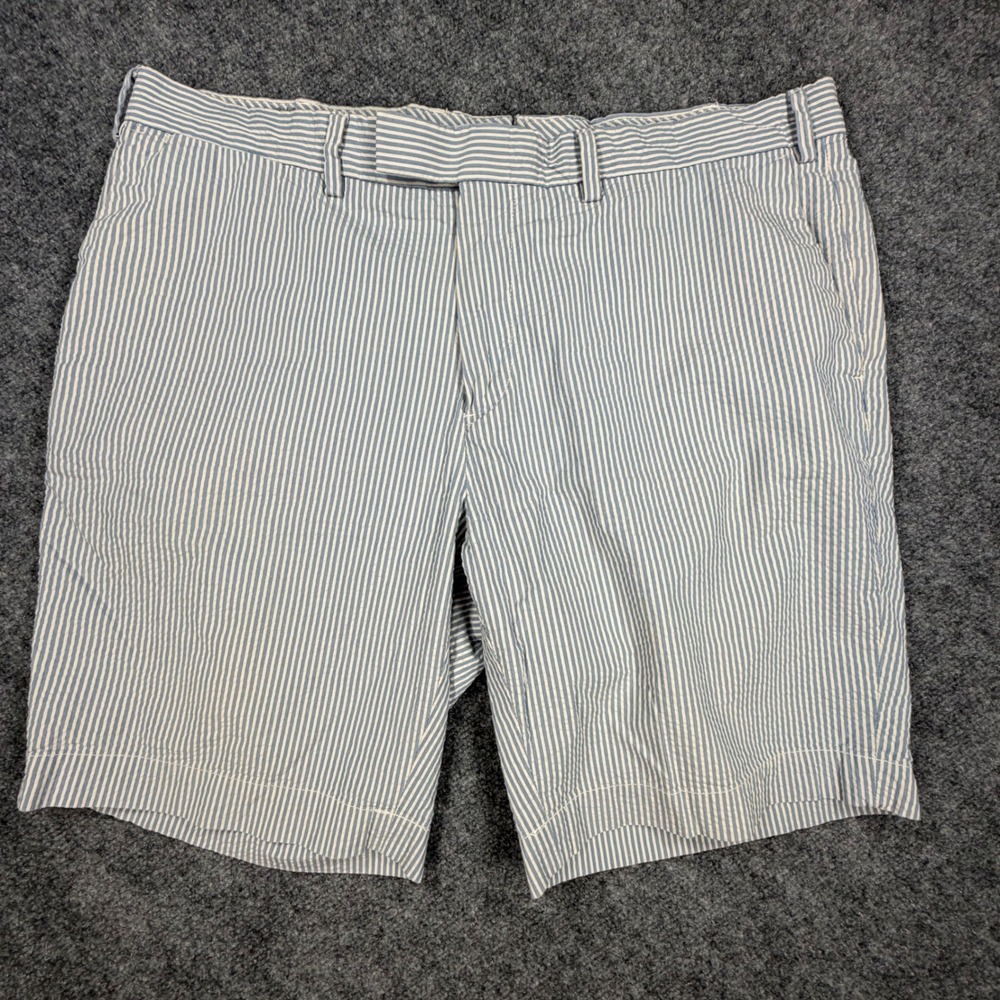 Polo Ralph Lauren Suffield Fit Shorts Mens 38 Blue White Seersucker Striped 0562